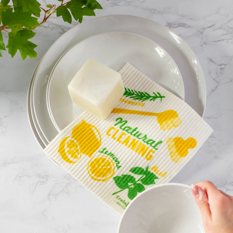 Natural Cleaning design on a Swedish Sponge Cloth