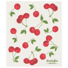 Load image into Gallery viewer, Cherries Swedish Dishcloth