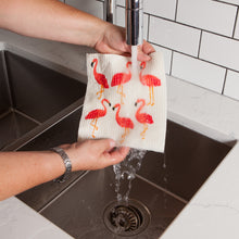 Load image into Gallery viewer, Flamingos Swedish Sponge Cloth