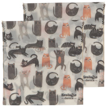 Load image into Gallery viewer, Cats Beeswax Sandwich Bag Set of 2