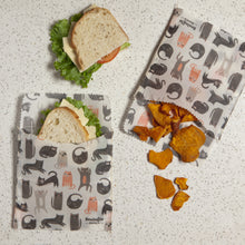 Load image into Gallery viewer, Cats Beeswax Sandwich Bag Set of 2