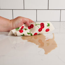 Load image into Gallery viewer, Cherries Swedish Dishcloth