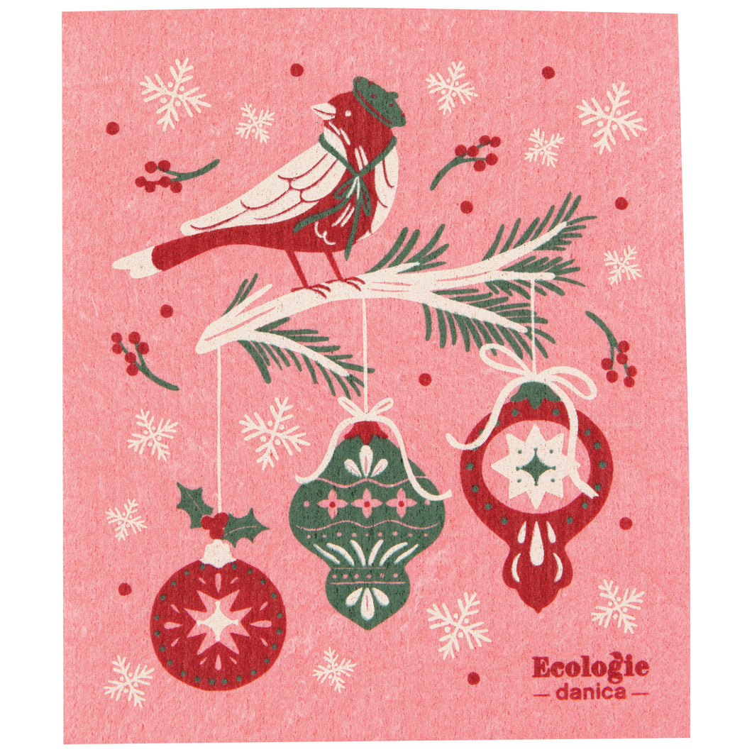 Season's Tweetings Christmas Swedish Dishcloth