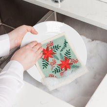 Load image into Gallery viewer, Poinsettia Swedish Sponge Cloth
