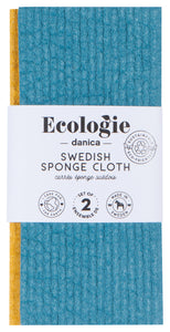 Ocean Blue and Gold Sponge Cloth Set of 2