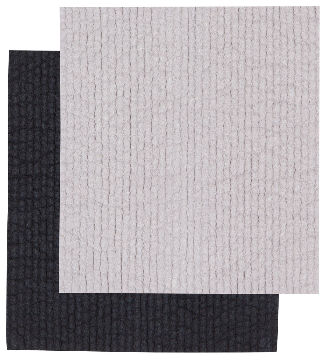 Pebble Gray and Black Sponge Cloth Set of 2